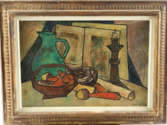 Vente aux enchères KARL 	« Nature morte cubiste". Huile sur toile, signée en bas à droite
