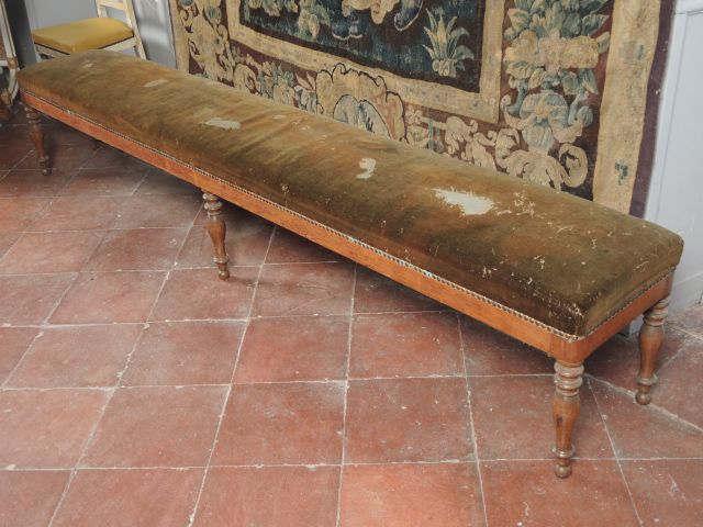 Banquette de billard à 6 pieds, garniture velours en mauvais état