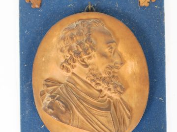 Sculpture XIXème en terre cuite "Portrait d'd'Henri IV de profil" Dim.