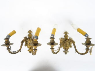 Vente aux enchères Paire d'appliques doubles Napoléon III de style Louis XVI en bronze éc