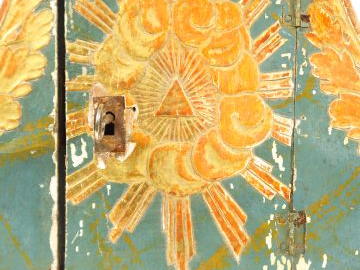 Tabernacle Empire en bois polychrome (sauts de polychromie)  Dim. 37 x