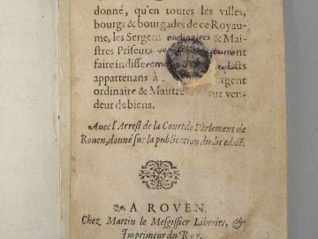 EDICT DU ROY par lequel est ordonné, qui en toutes les villes, bourgs 