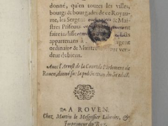 Vente aux enchères EDICT DU ROY par lequel est ordonné, qui en toutes les villes, bourgs 