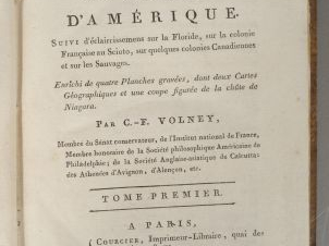 VOLNEY (C.-F.). Tableau du climat et du sol des Etats-Unis d'Amérique,