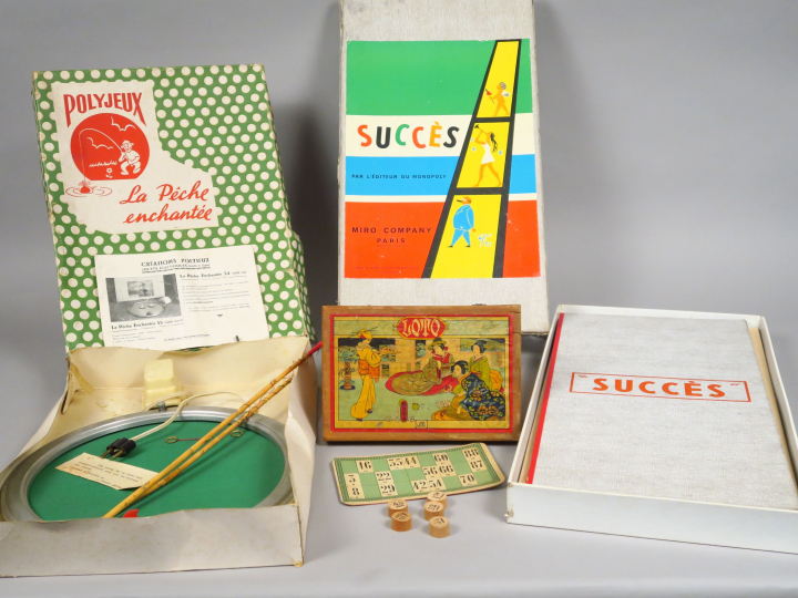 Lot de jeux de société des années 1900 à 1970 dont : jeux de la pêche 