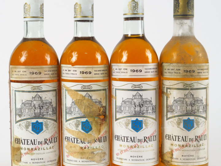 4 BOUTEILLES CHÂTEAU DU RAULY MONBAZILLAC - 1969 - BG