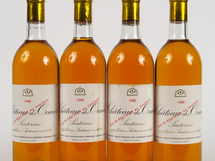 4 BOUTEILLES CHÂTEAU DES ORMES SAUTERNES - 1988 - BG