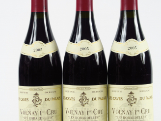Vente aux enchères 3 BOUTEILLES VOLNAY 1er CRU 'LES ROBARDELLES' CAVES DU PALAIS - 2005