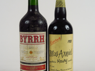 Vente aux enchères 2 BOUTEILLES : 1 VIEUX BYRRH - 1 MAURY MAS AMIEL 'RESERVE' 1981
