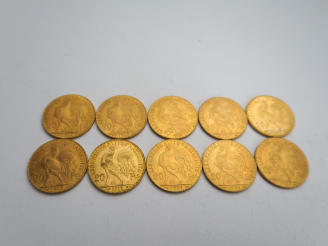 Vente aux enchères 10 pièces de 20 francs or