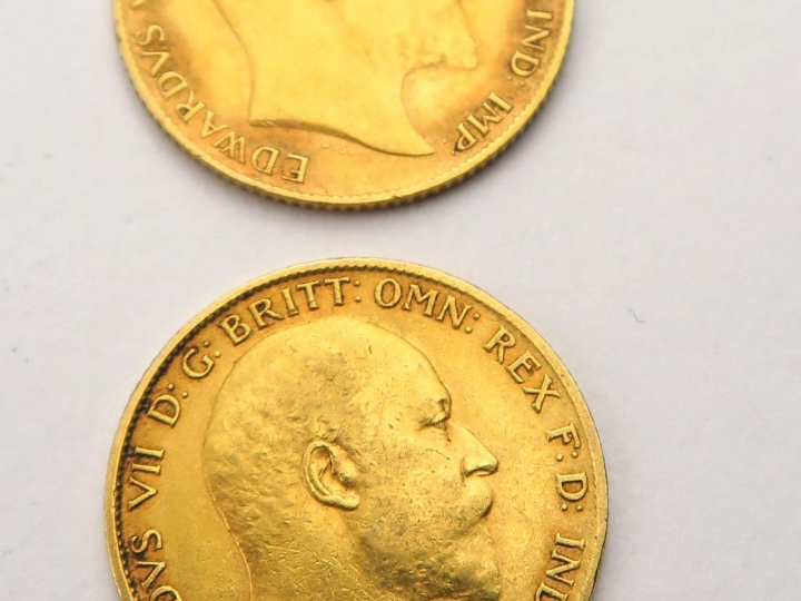 2 demi souverain en or 1902 et 1908