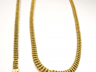 Vente aux enchères Collier et bracelet en or, maille américaine. Poids : 29 g