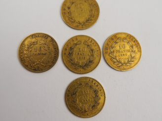 Vente aux enchères 5 pièces de 10 francs or