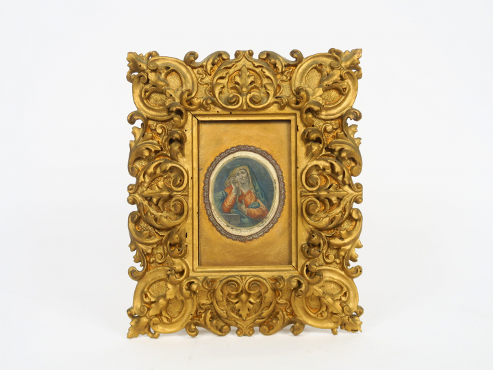 Gravure rehaussée d'après Canca "Mater dolorosa"  Dans un cadre en boi