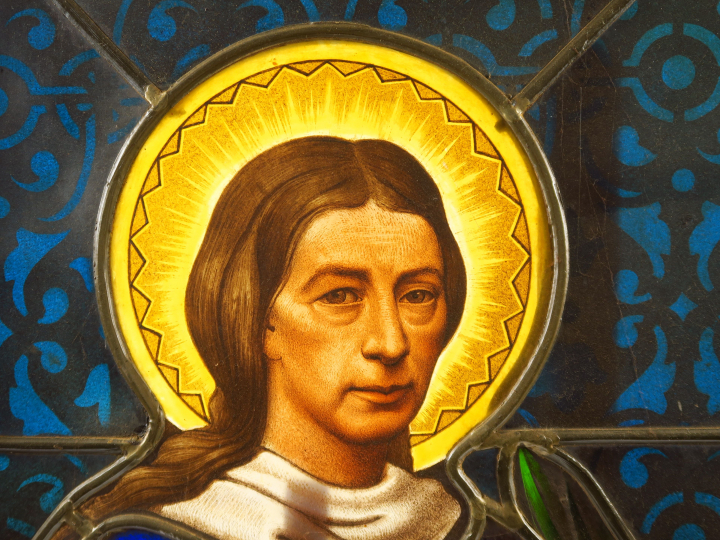 Paire de vitraux XIXème "Saints personnages". 71 x 44 cm