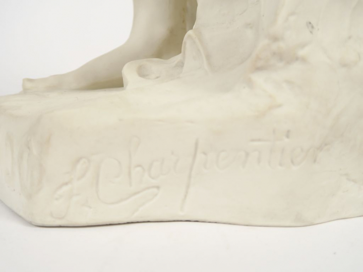 F. CHARPENTIER. "Matinado" Grand sujet en biscuit de Sèvres.  Signé et