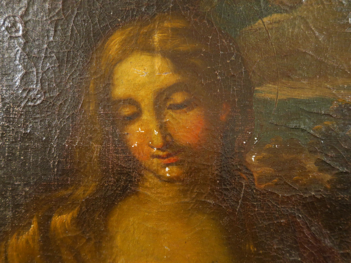 Ecole française XVIIème "Sainte femme". Huile sur toile (réentoilée). 