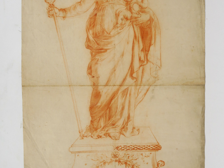 Ecole flamande 1700 « Projets pour des statues de la Vierge » Trois de