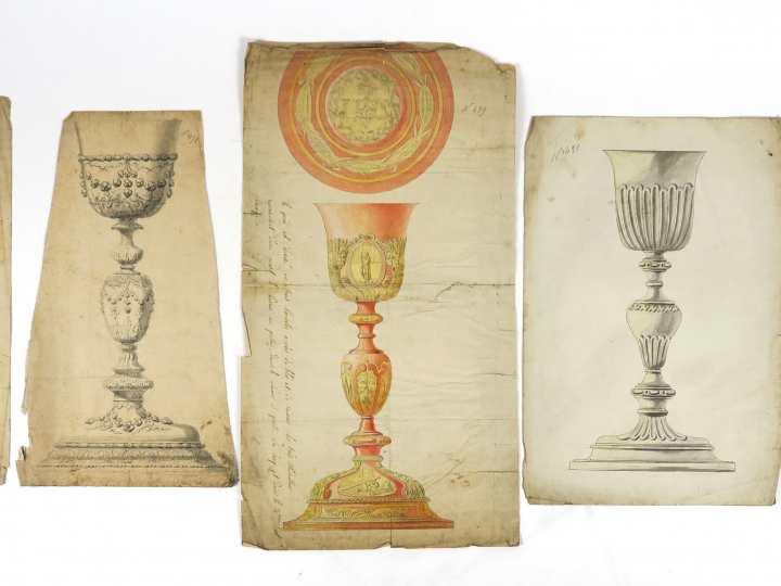 Ecoles françaises XVIIIème et XIXème « Projets de calices » Ensemble d