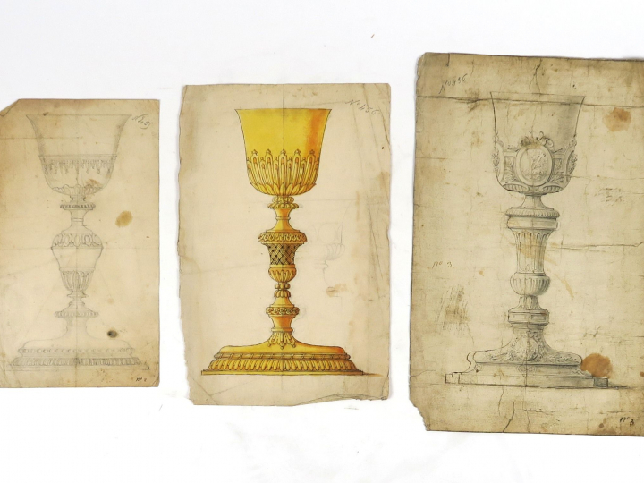 Ecoles françaises XVIIIème et XIXème « Projets de calices » Ensemble d