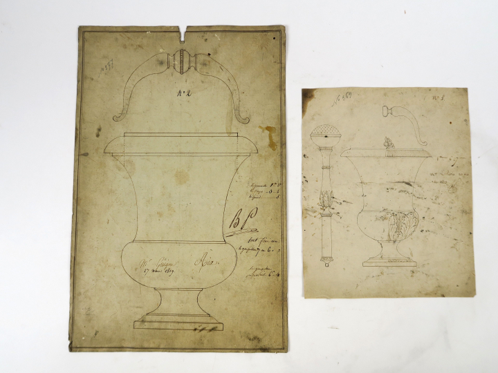 	Ecoles françaises XVIIIème « Projets de reliquaires » Dessins aquarel
