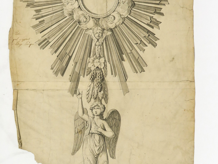 PARAUD orfèvre « Projets d’ostensoirs » Ensemble de dessins à la sangu