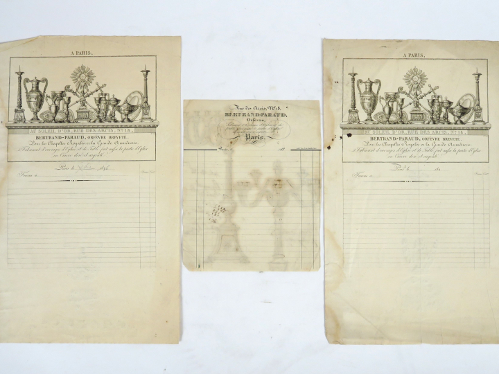 	Bertrand PARAUD orfèvre, « Projets de candélabres » Ensemble de 3 des