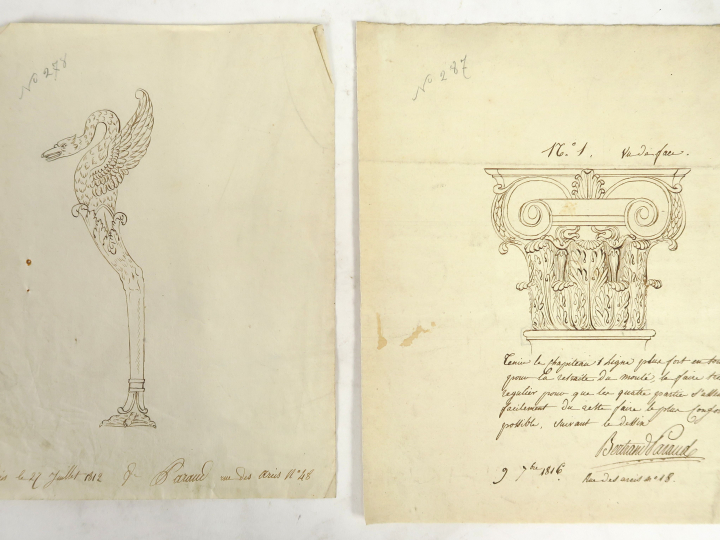 Betrand PARAUD orfèvre « Deux différents projets » Dessins.  Signés.  