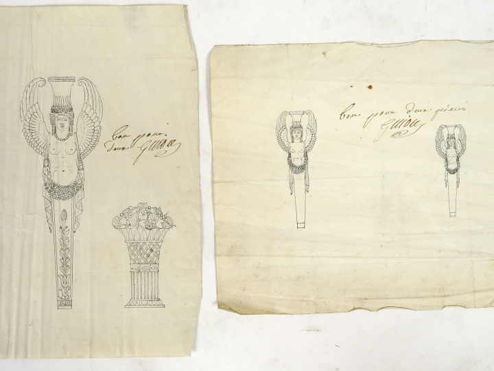 Betrand PARAUD orfèvre « Deux différents projets » Dessins.  Signés.  