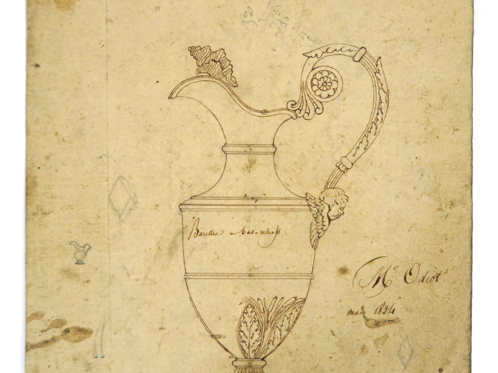 Ecole française XIXème « Projet de burette pour Monsieur ODIOT » Dessi