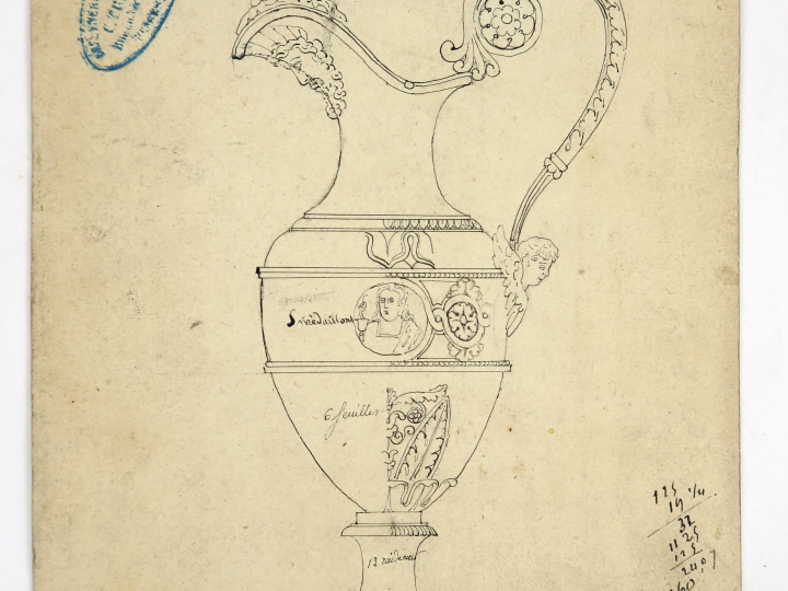 Ecole française XIXème « Projet de burette pour Monsieur ODIOT » Dessi