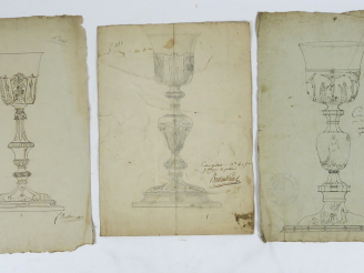 Vente aux enchères Bertrand PARAUD « Projets pour calices ou ciboires » Ensemble de 8 des