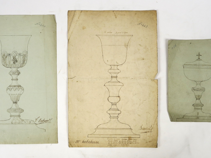 Bertrand PARAUD « Projets pour calices ou ciboires » Ensemble de 8 des