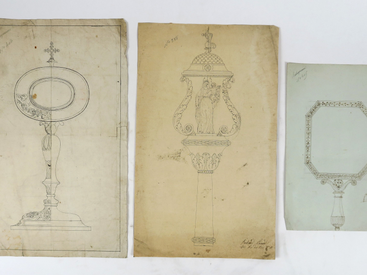 	Ecole française XIXème « Projets pour bâton de chantre » Ensemble de 