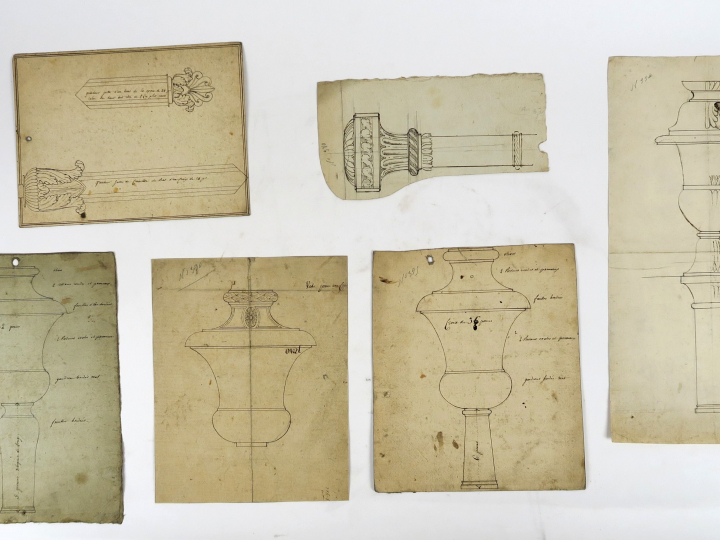 	Ecole française XIXème « Projets pour bâton de chantre » Ensemble de 