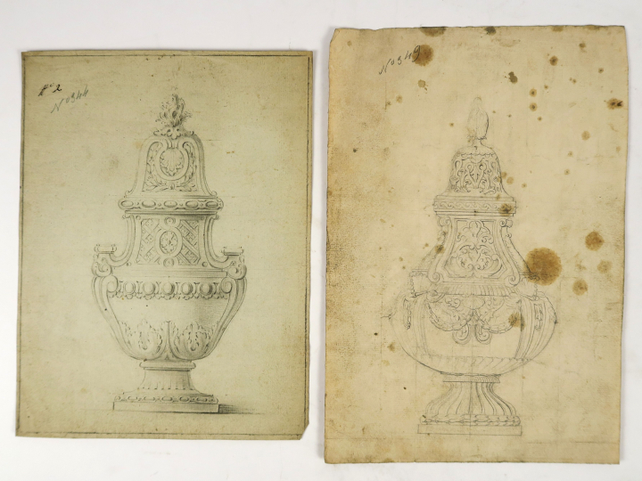 PARAUD orfèvre, « Projets pour des encensoirs » Ensemble de 3 dessins.