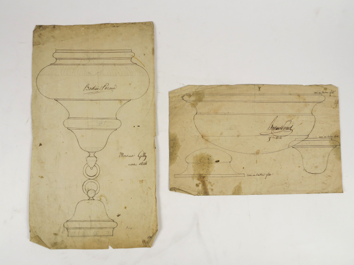 	Ecole française XIXème « Projet de lampe de sanctuaire, à décor d’ang