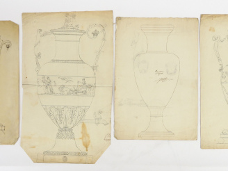 Vente aux enchères Ecoles françaises XIXème « Projets de fontaines à thé » Ensemble de 9 