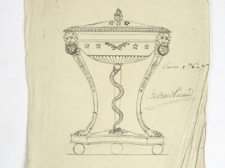 Vente aux enchères Bertrand PARAUD « Projet de cassolette » Dessin.  Signé. 24.5 x 18 cm 