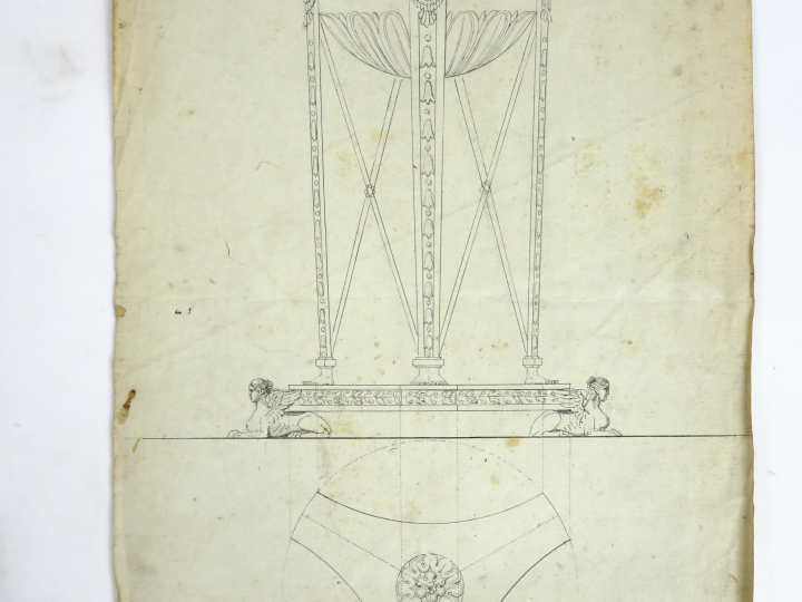 Bertrand PARAUD « Projet de cassolette » Dessin.  Signé. 24.5 x 18 cm 