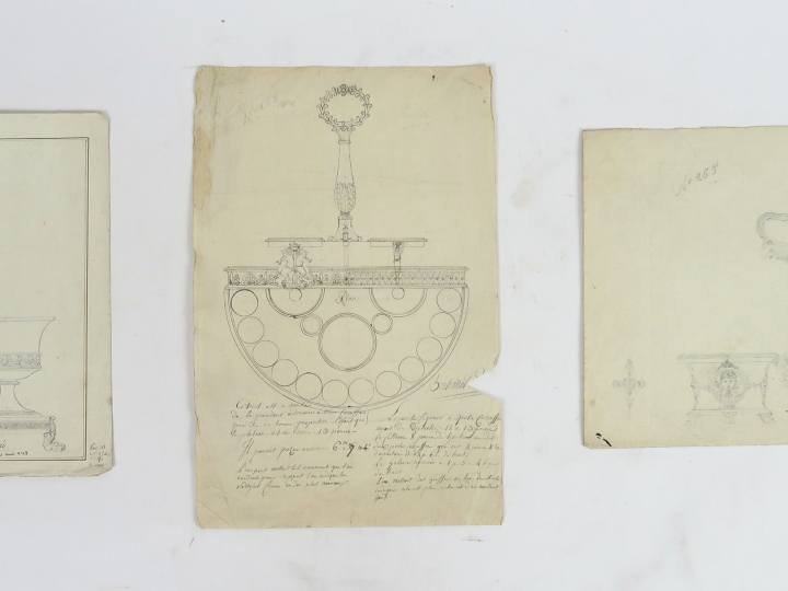 Bertrand PARAUD orfèvre « Projets de monture d’huilier/vinaigrier » En