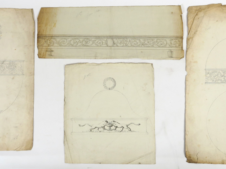 	Bertrand PARAUD orfèvre « Projets de cloches de table » Deux dessins.