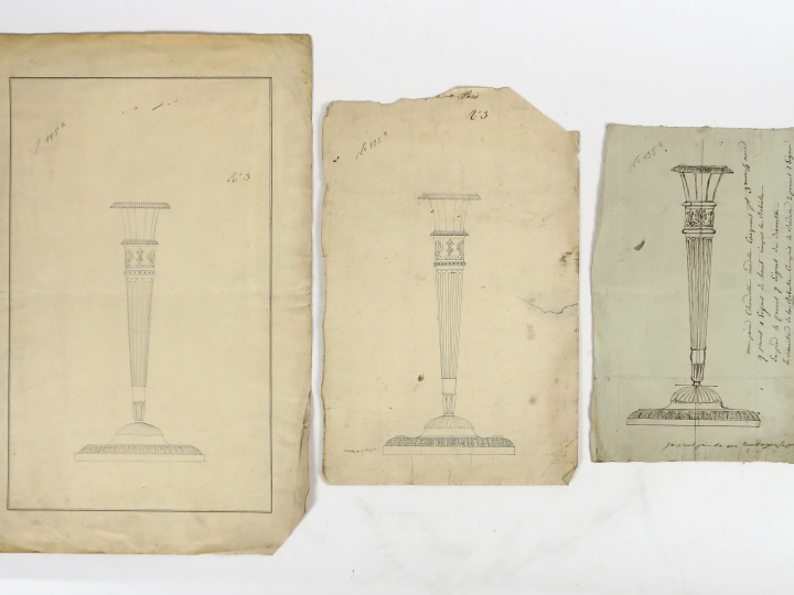 Ecole française XIXème « Projet pour un chandelier, à décor de feux fe