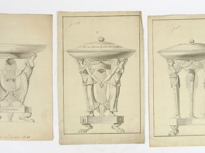 	Ecoles françaises XIXème « Projets pour des coupes » Ensemble de 5 de