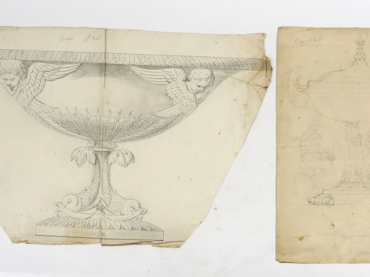 	Ecoles françaises XIXème « Projets pour des coupes » Ensemble de 5 de