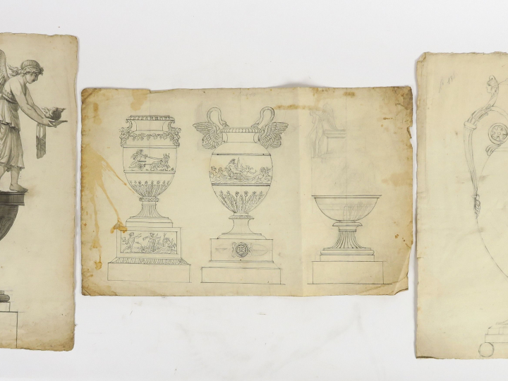 	Ecoles françaises XIXème « Projets pour des coupes » Ensemble de 5 de