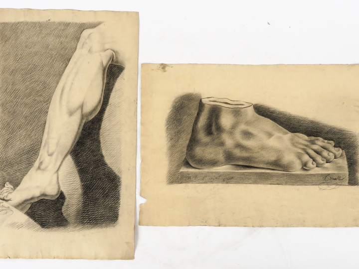Charles Eugène TRIOULLIER « Portraits et études » Ensemble de 8 dessin