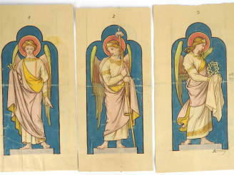 Vente aux enchères A. PERRODIN « Projets pour des vitraux » Suite de 6 aquarelles pour un