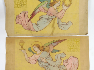 Vente aux enchères A. PERRODIN « Projets pour des vitraux » Deux aquarelles pour un même 
