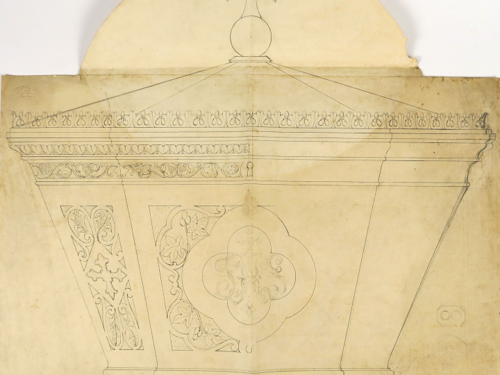 Lot comprenant un ensemble de dessins XIXème dont « Projet architectur